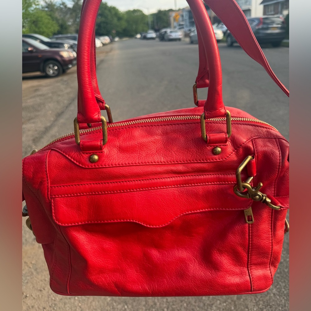 Rebecca Minkoff Red Leather Shoulder Bag with Gold Hardware